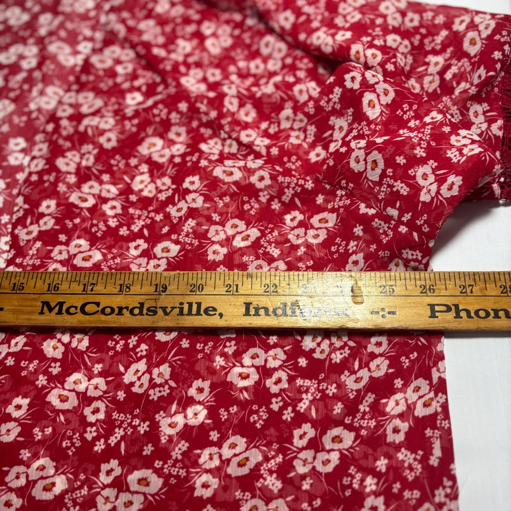 Maurices Ditsy Floral Kimono Wrap Crochet Lace‎ Sheer Open Front Plus Size 1 Red - Picture 8 of 8
